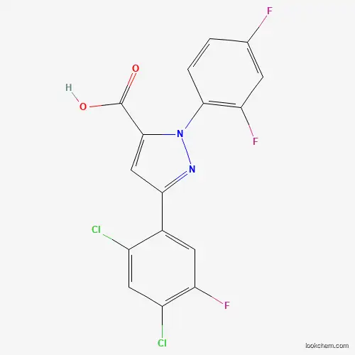 Molecular Structure of 618382-97-1 (3-(2,4-dichloro-5-fluorophenyl)-1-(2,4-difluorophenyl)-1H-pyrazole-5-carboxylic acid)