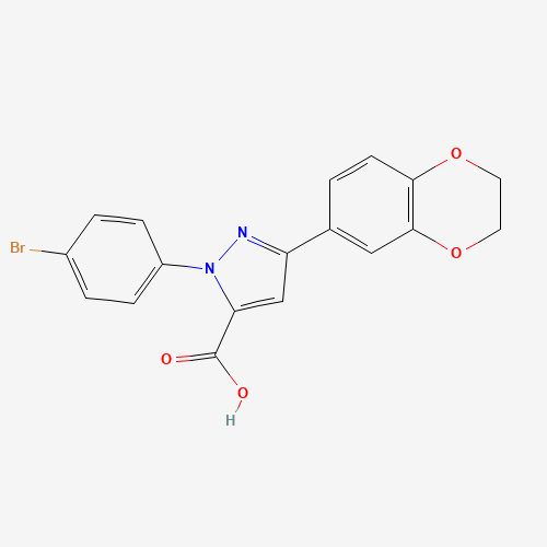 1-(4-BROMOPHENYL)-3-(2,3-DIHYDROBENZO[B][1,4]DIOXIN-7-YL)-1H-PYRAZOLE-5-CARBOXYLIC ACID
