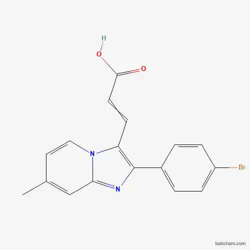 Molecular Structure of 820245-81-6 (3-[2-(4-Bromophenyl)-7-methylimidazo[1,2-a]pyridin-3-yl]-2-propenoic acid)