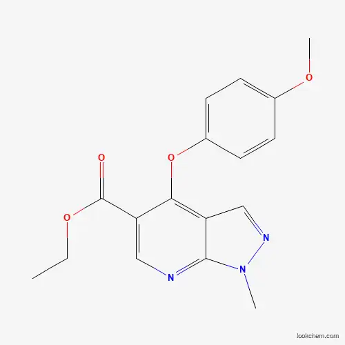 Molecular Structure of 866144-59-4 (ethyl 4-(4-methoxyphenoxy)-1-methyl-1H-pyrazolo[3,4-b]pyridine-5-carboxylate)