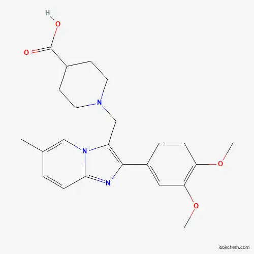 Molecular Structure of 886496-46-4 (1-[2-(3,4-Dimethoxyphenyl)-6-methylimidazo[1,2-a]pyridin-3-ylmethyl]piperidine-4-carboxylic acid)