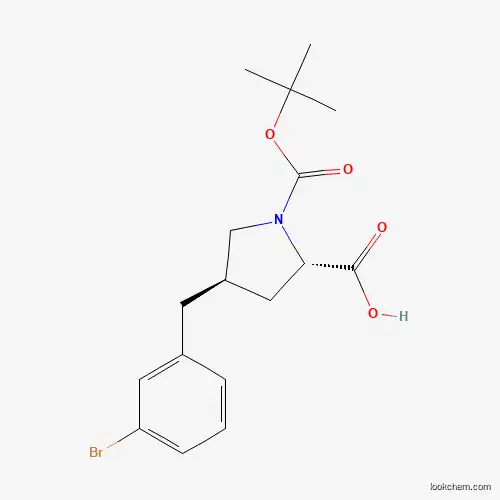 Molecular Structure of 959579-64-7 ((2S,4R)-4-(3-Bromobenzyl)-1-(tert-butoxycarbonyl)pyrrolidine-2-carboxylic acid)