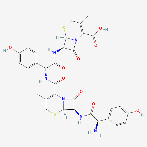 2378158-45-1,Cefadroxil dimer,Cefadroxil dimer;60N49WZE6L;2378158-45-1;Cefadroxil dimer [USP];UNII-60N49WZE6L;(6R,7R)-7-((R)-2-((6R,7R)-7-((R)-2-Amino-2-(4-hydroxyphenyl)acetamido)-3-methyl-8-oxo-5-thia-1-azabicyclo(4.2.0)oct-2-ene-2-carboxamido)-2-(4-hydroxyphenyl)acetamido)-3-methyl-8-oxo-5-thia-1-azabicyclo(4.2.0)oct-2-ene-2-carboxylic acid;(6R,7R)-7-[[(2R)-2-[[(6R,7R)-7-[[(2R)-2-amino-2-(4-hydroxyphenyl)acetyl]amino]-3-methyl-8-oxo-5-thia-1-azabicyclo[4.2.0]oct-2-ene-2-carbonyl]amino]-2-(4-hydroxyphenyl)acetyl]amino]-3-methyl-8-oxo-5-thia-1-azabicyclo[4.2.0]oct-2-ene-2-carboxylic acid;CEFADROXIL DIMER [USP IMPURITY];5-THIA-1-AZABICYCLO(4.2.0)OCT-2-ENE-2-CARBOXYLIC ACID, 7-(((2R)-2-((((6R,7R)-7-(((2R)-2-AMINO-2-(4-HYDROXYPHENYL)ACETYL)AMINO)-3-METHYL-8-OXO-5-THIA-1-AZABICYCLO(4.2.0)OCT-2-EN-2-YL)CARBONYL)AMINO)-2-(4-HYDROXYPHENYL)ACETYL)AMINO)-3-METHYL-8-OXO-, (6R,7R)-