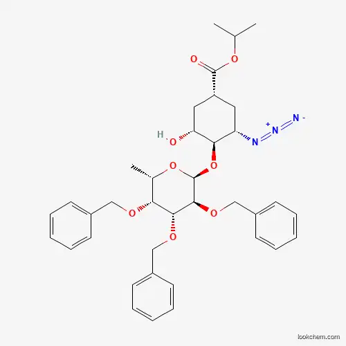 Molecular Structure of 1620677-97-5 (Isopropyl (1R,3S,4R,5R)-3-azido-5-hydroxy-4-[(2,3,4-tri-O-benzyl-6deoxy-alpha-L-galactopyranosyl)oxy]cyclohexanecarboxylate)