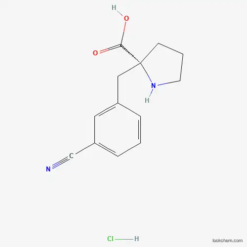 Molecular Structure of 1049728-17-7 ((R)-2-(3-Cyanobenzyl)pyrrolidine-2-carboxylic acid hydrochloride)