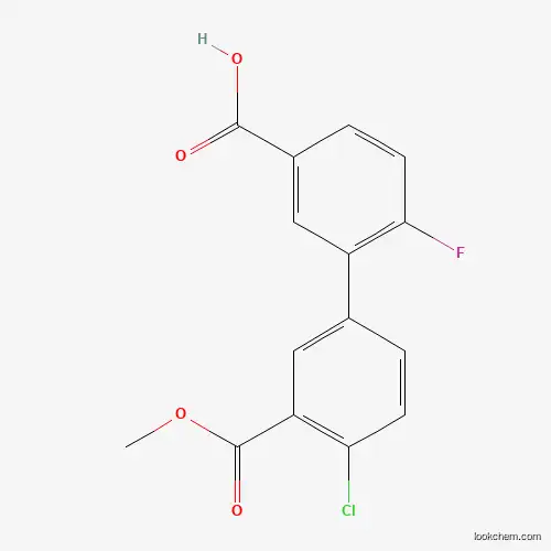 Molecular Structure of 1261940-63-9 (3-(4-Chloro-3-methoxycarbonylphenyl)-4-fluorobenzoic acid)