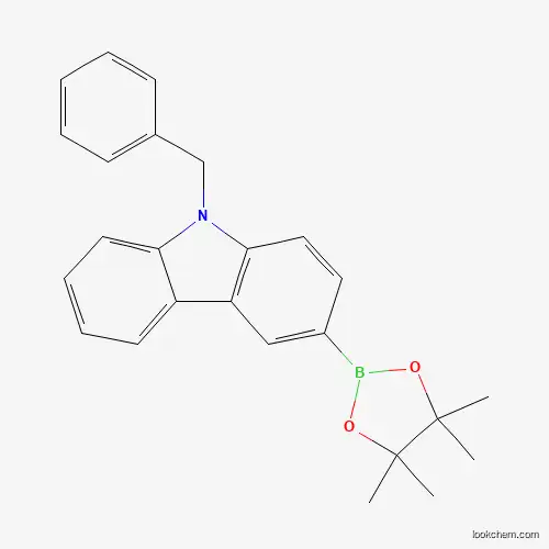 Molecular Structure of 1357387-29-1 (9-Benzyl-3-(4,4,5,5-tetramethyl-[1,3,2]dioxaborolan-2-yl)-9H-carbazole)