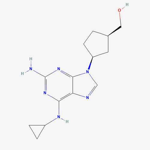 208762-35-0,Abacavir sulfate impurity E [WHO-IP],208762-35-0;Abacavir sulfate impurity E [WHO-IP];267668-72-4;L742JF988L;(1R,3S)-3-(2-Amino-6-(cyclopropylamino)-9H-purin-9-yl)cyclopentanemethanol;(1R,3S)-3-[2-Amino-6-(cyclopropylamino)-9H-purin-9-yl]cyclopentanemethanol;((1R,3S)-3-(2-Amino-6-(cyclopropylamino)-9H-purin-9-yl)cyclopentyl)methanol;[(1R,3S)-3-[2-amino-6-(cyclopropylamino)purin-9-yl]cyclopentyl]methanol;((1R,3S)-3-(2-Amino-6-(cyclopropylamino)-9H-purin-9-yl)cyclopentyl)methanol [WHO-IP];[(1R,3S)-3-[2-Amino-6-(cyclopropylamino)-9H-purin-9-yl]cyclopentyl]methanol;3-(2-Amino-6-(cyclopropylamino)-9H-purin-9-yl)cyclopentanemethanol, (1R,3S)-;Cyclopentanemethanol, 3-(2-amino-6-(cyclopropylamino)-9H-purin-9-yl)-, (1R,3S)-;rel-((1R,3S)-3-(2-Amino-6-(cyclopropylamino)-9H-purin-9-yl)cyclopentyl)methanol;1KX;starbld0005144;Abacavir EP Impurity E;UNII-L742JF988L;SCHEMBL13530905;DTXSID601136931;ABACAVIR SULFATE IMPURITY E [EP IMPURITY];Q27282796;rel-(1R,3S)-3-[2-Amino-6-(cyclopropylamino)-9H-purin-9-yl]cyclopentanemethanol;Abacavir Impurity E