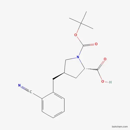 Molecular Structure of 959573-33-2 ((2S,4R)-1-(tert-Butoxycarbonyl)-4-(2-cyanobenzyl)pyrrolidine-2-carboxylic acid)