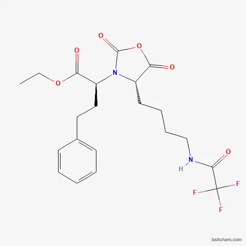 Molecular Structure of 126586-91-2 ((4S)-3-[(S)-1-(Ethoxycarbonyl)-3-phenylpropyl]-4-[4-[(trifluoroacetyl)amino]butyl]-2,5-dioxooxazolidine)