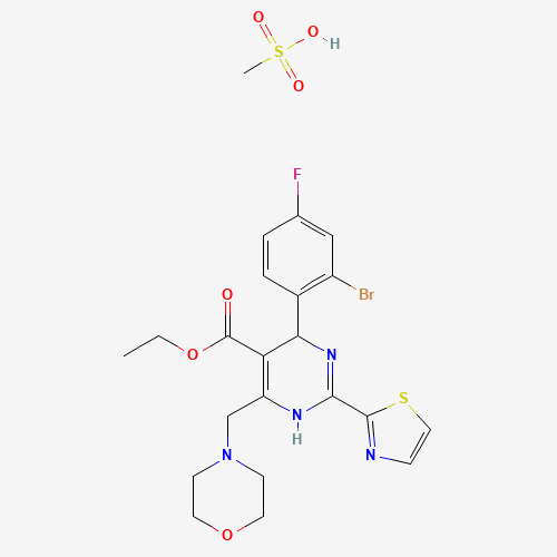 1646361-04-7,Morphothiadine mesilate,GLS4 mesylate;GLS-4 mesylate;Morphothiadine mesilate;Morphothiadine mesylate;AY5C7Q89Z2;GLS-102;UNII-AY5C7Q89Z2;1646361-04-7;5-Pyrimidinecarboxylic acid, 4-(2-bromo-4-fluorophenyl)-1,4-dihydro-6-(4-morpholinylmethyl)-2-(2-thiazolyl)-, ethyl ester, methanesulfonate (1:1)
