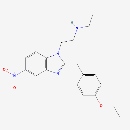 2732926-26-8,N-Desethyletonitazene,N-Desethyletonitazene;N-desethyl Etonitazene;QRN9B8Z285;2732926-26-8;UNII-QRN9B8Z285;1H-Benzimidazole-1-ethanamine, 2-((4-ethoxyphenyl)methyl)-N-ethyl-5-nitro-;DTXSID201342217