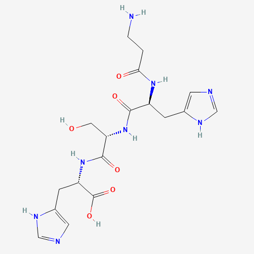 883220-97-1,Tetrapeptide-5,Tetrapeptide-5;beta-Ala-his-seryl-hist;UNII-5EK3M1M8YL;5EK3M1M8YL;beta-Alanyl-l-histidyl-l-seryl-l-histidine;883220-97-1;L-Histidine, beta-alanyl-l-histidyl-l-seryl-;TETRAPEPTIDE-5 [INCI];DTXSID20236965;.BETA.-ALA-HIS-SERYL-HIST;.BETA.-ALANYL-L-HISTIDYL-L-SERYL-L-HISTIDINE;Q27261921;L-HISTIDINE, .BETA.-ALANYL-L-HISTIDYL-L-SERYL-