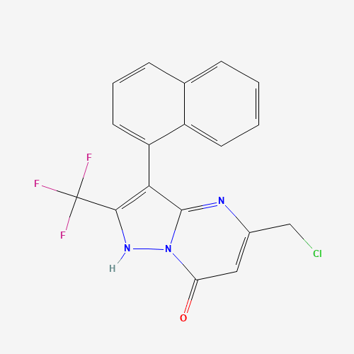 Molecular Structure of 1259536-70-3 (5-(Chloromethyl)-3-(naphthalen-1-yl)-2-(trifluoromethyl)pyrazolo[1,5-a]pyrimidin-7(4H)-one)