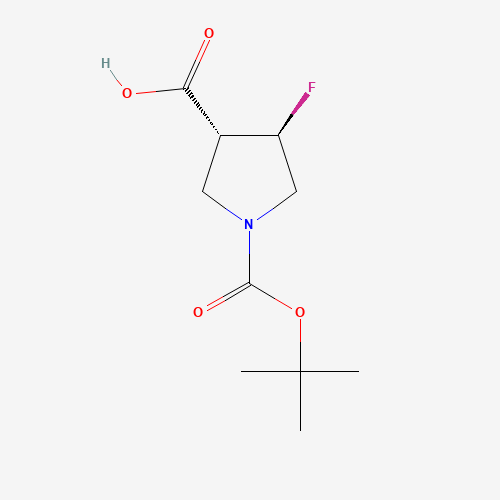 Molecular Structure of 1903828-90-9 (trans-1-(tert-Butoxycarbonyl)-4-fluoropyrrolidine-3-carboxylic acid)
