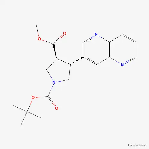 Molecular Structure of 1261365-91-6 ((rac)-trans-1-tert-Butyl 3-methyl 4-(1,5-naphthyridin-3-yl)pyrrolidine-1,3-dicarboxylate)
