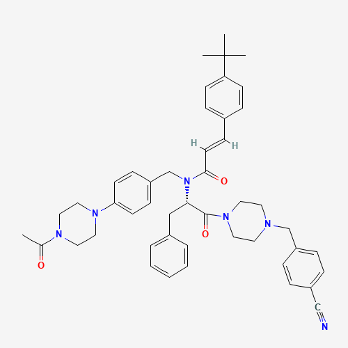 Molecular Structure of 1984890-99-4 (N-(4-(4-acetylpiperazin-1-yl)benzyl)-3-(4-(tert-butyl)phenyl)-N-(1-(4-(4-cyanobenzyl)piperazin-1-yl)-1-oxo-3-phenylpropan-2-yl)acrylamide)