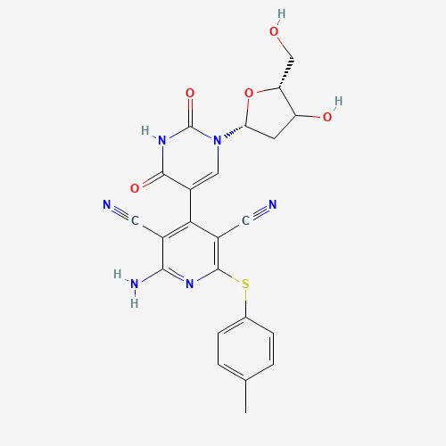 Molecular Structure of 1207756-33-9 (5-{2-Amino-3,5-dicyano-6-[(4-methylphenyl)sulfanyl]pyridin-4-yl}-1-[(3xi)-2-deoxy-beta-D-glycero-pentofuranosyl]pyrimidine-2,4(1H,3H)-dione)