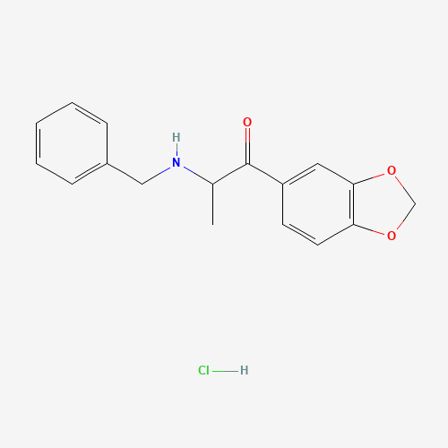 1823274-68-5,3,4-Methylenedioxy-N-benzylcathinone (hydrochloride),Bmdp hydrochloride;1823274-68-5;3,4-Methylenedioxy-N-benzylcathinone (hydrochloride);LC23C39YAY;UNII-LC23C39YAY;34-Methylenedioxy-N-benzylcathinone (hydrochloride);1-(1,3-benzodioxol-5-yl)-2-(benzylamino)propan-1-one;hydrochloride;1-(1,3-Benzodioxol-5-yl)-2-((phenylmethyl)amino)-1-propanone,monohydrochloride;1-Propanone, 1-(1,3-benzodioxol-5-yl)-2-((phenylmethyl)amino)-, hydrochloride (1:1);3,4-Methylenedioxy-N-benzylcathinone Hydrochloride;1-(1,3-benzodioxol-5-yl)-2-[(phenylmethyl)amino]-1-propanone,monohydrochloride;DTXSID701341945;PD019322;3,4-Methylenedioxy-N-benzylcathinone Hydrochloride 1.0 mg/ml in Methanol (as free base)