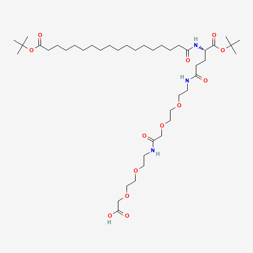 1118767-16-0,(S)-22-(tert-Butoxycarbonyl)-43,43-dimethyl-10,19,24,41-tetraoxo-3,6,12,15,42-pentaoxa-9,18,23-triazatetratetracontanoic acid,1118767-16-0;(S)-22-(tert-Butoxycarbonyl)-43,43-dimethyl-10,19,24,41-tetraoxo-3,6,12,15,42-pentaoxa-9,18,23-triazatetratetracontanoic acid;tBuO-Ste-Glu(AEEA-AEEA-OH)-OtBu;DVN2QPW6DR;SCHEMBL1676919;TBUO-STE-GLU(AEEA-AEEA-OH)OTBU;BS-48103;E79903;3,6,12,15-TETRAOXA-9,18,23-TRIAZAHENTETRACONTANEDIOIC ACID, 22-((1,1-DIMETHYLETHOXY)CARBONYL)-10,19,24-TRIOXO-, 41-(1,1-DIMETHYLETHYL) ESTER, (22S)-;41-(1,1-DIMETHYLETHYL) (22S)-22-((1,1-DIMETHYLETHOXY)CARBONYL)-10,19,24-TRIOXO-3,6,12,15-TETRAOXA-9,18,23-TRIAZAHENTETRACONTANEDIOATE