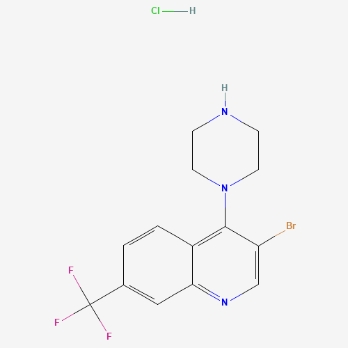 Molecular Structure of 1203579-64-9 (3-Bromo-4-(piperazin-1-yl)-7-(trifluoromethyl)quinoline hydrochloride)