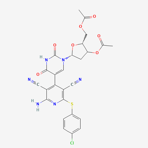 Molecular Structure of 1207756-38-4 (5-{2-Amino-6-[(4-chlorophenyl)sulfanyl]-3,5-dicyanopyridin-4-yl}-1-[(3xi)-3,5-di-O-acetyl-2-deoxy-beta-D-glycero-pentofuranosyl]pyrimidine-2,4(1H,3H)-dione)