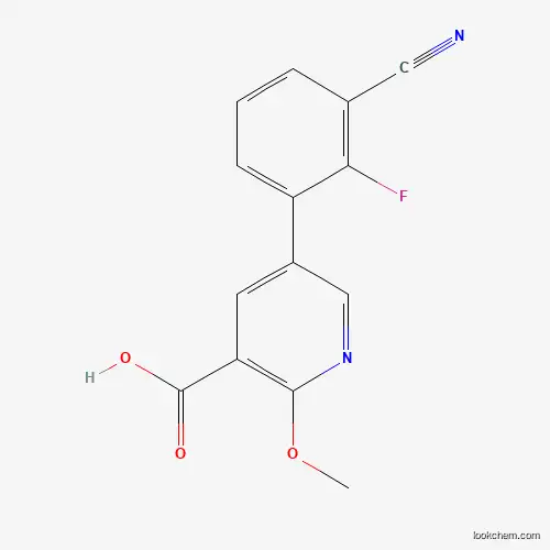 Molecular Structure of 1261976-74-2 (5-(3-Cyano-2-fluorophenyl)-2-methoxynicotinic acid)