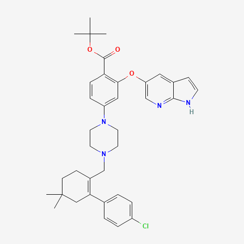 Molecular Structure of 1628047-90-4 (tert-Butyl 4-(4-((2-(4-chlorophenyl)-4,4-dimethyl-cyclohexen-1-yl)methyl)piperazin-1-yl)-2-(1H-pyrrolo(2,3-b)pyridin-5-yloxy)benzoate)