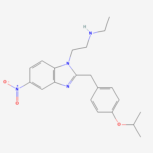 2732926-24-6,N-Desethylisotonitazene,N-Desethylisotonitazene;T7LMM4S8UR;2732926-24-6;1H-Benzimidazole-1-ethanamine, N-ethyl-2-((4-(1-methylethoxy)phenyl)methyl)-5-nitro-;UNII-T7LMM4S8UR;DTXSID901342232;PD131024