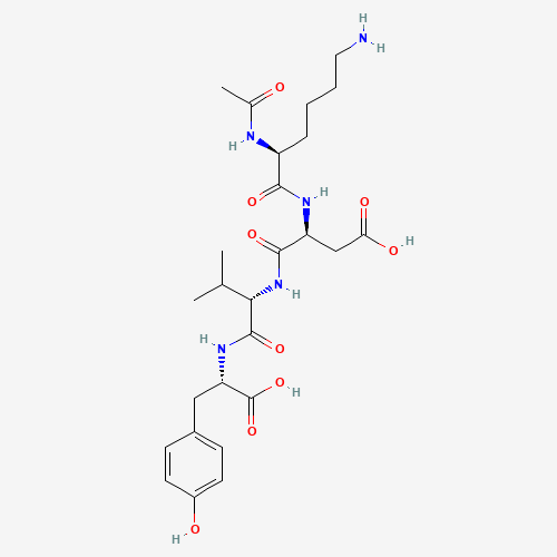 757942-88-4,Acetyl tetrapeptide-2,757942-88-4;Acetyl tetrapeptide-2;N2-Acetyl-L-lysyl-L-alpha-aspartyl-L-valyl-L-tyrosine;Ac-lys-asp-val-tyr;Peptigravity;Thymulen 4;M24S4WZS8J;Acetyl tetrapeptide-2 [INCI];(3S)-3-[[(2S)-2-acetamido-6-aminohexanoyl]amino]-4-[[(2S)-1-[[(1S)-1-carboxy-2-(4-hydroxyphenyl)ethyl]amino]-3-methyl-1-oxobutan-2-yl]amino]-4-oxobutanoic acid;UNII-M24S4WZS8J;SCHEMBL24739787;C26H39N5O9;MFCD30573923;DS-19818;C76421;A915239;Q27283376;L-Tyrosine, N2-acetyl-L-lysyl-L-alpha-aspartyl-L-valyl-;L-TYROSINE, N2-ACETYL-L-LYSYL-L-.ALPHA.-ASPARTYL-L-VALYL-;N2-Acetyl-L-lysyl-L-alpha-aspartyl-L-valyl-L-tyrosine (Ac-Lys-Asp-Val-Tyr-OH);(2S,5S,8S,11S)-11-(4-Aminobutyl)-8-(carboxymethyl)-2-(4-hydroxybenzyl)-5-isopropyl-4,7,10,13-tetraoxo-3,6,9,12-tetraazatetradecan-1-oic acid;(2S,5S,8S,11S)-11-(4-aminobutyl)-8-(carboxymethyl)-2-(4-hydroxybenzyl)-5-isopropyl-4,7,10,13-tetraoxo-3,6,9,12-tetraazatetradecanoic acid;(3S)-3-[(2S)-6-amino-2-acetamidohexanamido]-3-{[(1S)-1-{[(1S)-1-carboxy-2-(4-hydroxyphenyl)ethyl]carbamoyl}-2-methylpropyl]carbamoyl}propanoic acid