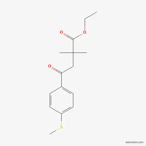 Molecular Structure of 898753-74-7 (Ethyl 2,2-dimethyl-4-oxo-4-(4-thiomethylphenyl)butyrate)