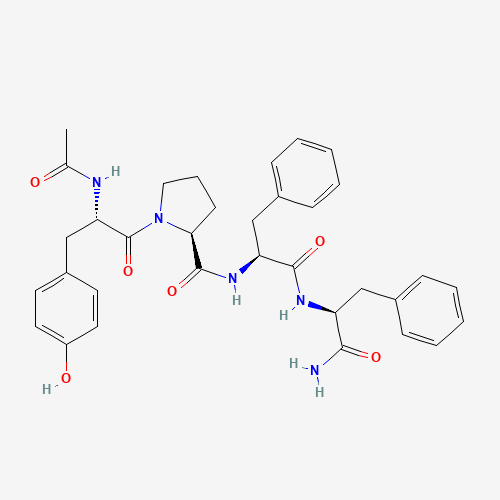 928007-64-1,Acetyl tetrapeptide-15,Acetyl tetrapeptide-15;928007-64-1;Skinasensyl;Ac-tyr-pro-phe-phe-NH2;6K389LE0MV;Acetyl tetrapeptide-15 [INCI];L-Phenylalaninamide, N-acetyl-L-tyrosyl-L-prolyl-L-phenylalanyl-;(S)-1-(Acetyl-L-tyrosyl)-N-((S)-1-(((S)-1-amino-1-oxo-3-phenylpropan-2-yl)amino)-1-oxo-3-phenylpropan-2-yl)pyrrolidine-2-carboxamide;(S)-1-((S)-2-Acetamido-3-(4-hydroxyphenyl)propanoyl)-N-((S)-1-(((S)-1-amino-1-oxo-3-phenylpropan-2-yl)amino)-1-oxo-3-phenylpropan-2-yl)pyrrolidine-2-carboxamide;UNII-6K389LE0MV;SCHEMBL3400800;N-Acetyl-L-tyrosyl-L-prolyl-L-phenylalanyl-L-phenylalaninamide;HY-P1626;AKOS040744603;MS-30723;CS-0064040;Q27265035;(2S)-1-[(2S)-2-acetamido-3-(4-hydroxyphenyl)propanoyl]-N-[(2S)-1-[[(2S)-1-amino-1-oxo-3-phenylpropan-2-yl]amino]-1-oxo-3-phenylpropan-2-yl]pyrrolidine-2-carboxamide