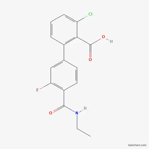 Molecular Structure of 1261977-90-5 (6-Chloro-2-[4-(ethylcarbamoyl)-3-fluorophenyl]benzoic acid)