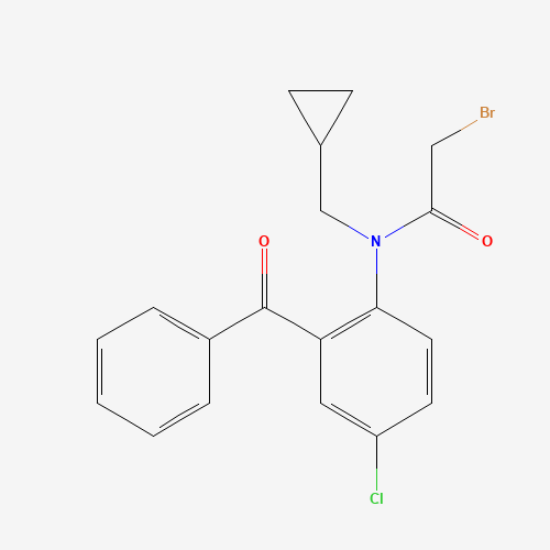 Molecular Structure of 1184768-58-8 (N-(2-Benzoyl-4-chlorophenyl)-2-bromo-N-(cyclopropylmethyl)acetamide)