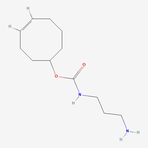 1799962-26-7,TCO-amine,TCO-amine;1609736-43-7;1799962-26-7;TCO-Amine Hydrochloride;Carbamic acid, N-(3-aminopropyl)-, (4E)-4-cycloocten-1-yl ester;trans-cyclooctene-amine hydrochloride;(E)-Cyclooct-4-en-1-yl (3-aminopropyl)carbamate;[(4Z)-cyclooct-4-en-1-yl] N-(3-aminopropyl)carbamate;(4E)-TCO-amine;1609659-02-0;Cyclooct-4-en-1-yl (3-aminopropyl)carbamate;SCHEMBL19692282;DTXSID501175522;AKOS040742692;HY-141176;CS-0115875;A934510;(4Z)-cyclooct-4-en-1-yl N-(3-aminopropyl)carbamate;[(4E)-cyclooct-4-en-1-yl] N-(3-aminopropyl)carbamate