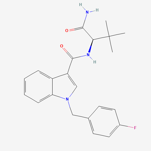 1801338-23-7,Adb-fubica,Adb-fubica;UNII-S3ABP24K72;S3ABP24K72;1801338-23-7;(S)-N-(1-Amino-3,3-dimethyl-1-oxobutan-2-yl)-1-(4-fluorobenzyl)-1H-indole-3-carboxamide;1H-Indole-3-carboxamide, N-((1S)-1-(aminocarbonyl)-2,2-dimethylpropyl)-1-((4-fluorophenyl)methyl)-;DTXSID801032636