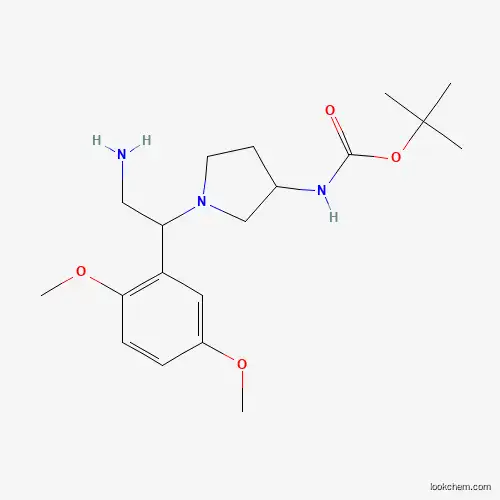 Molecular Structure of 886364-61-0 (3-n-Boc-amino-1-[2-amino-1-(2,5-dimethoxy-phenyl)-ethyl]-pyrrolidine)