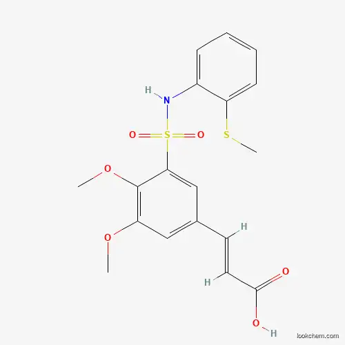 Molecular Structure of 1164476-35-0 ((2E)-3-[3,4-Dimethoxy-5-[[[2-(methylthio)phenyl]amino]sulfonyl]phenyl]-2-propenoic acid)