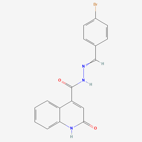 Molecular Structure of 299935-56-1 (1,2-Dihydro-2-oxo-4-quinolinecarboxylic acid 2-[(4-bromophenyl)methylene]hydrazide)