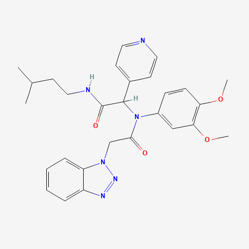 Molecular Structure of 1024006-12-9 (N-(3,4-Dimethoxyphenyl)-N-[2-[(3-methylbutyl)amino]-2-oxo-1-(4-pyridinyl)ethyl]-1H-benzotriazole-1-acetamide)