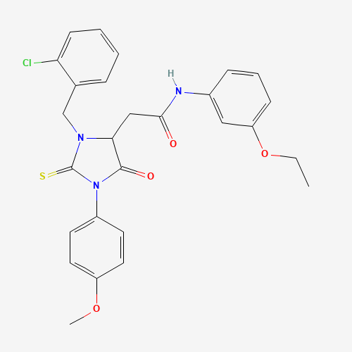 Molecular Structure of 1024017-54-6 (2-[3-(2-chlorobenzyl)-1-(4-methoxyphenyl)-5-oxo-2-thioxoimidazolidin-4-yl]-N-(3-ethoxyphenyl)acetamide)