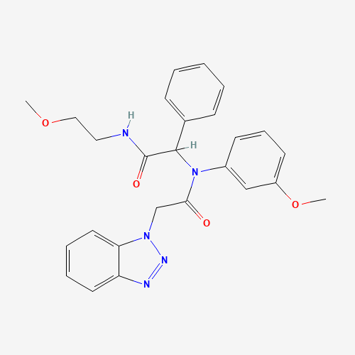 Molecular Structure of 1031799-42-4 (N-[2-[(2-Methoxyethyl)amino]-2-oxo-1-phenylethyl]-N-(3-methoxyphenyl)-1H-benzotriazole-1-acetamide)