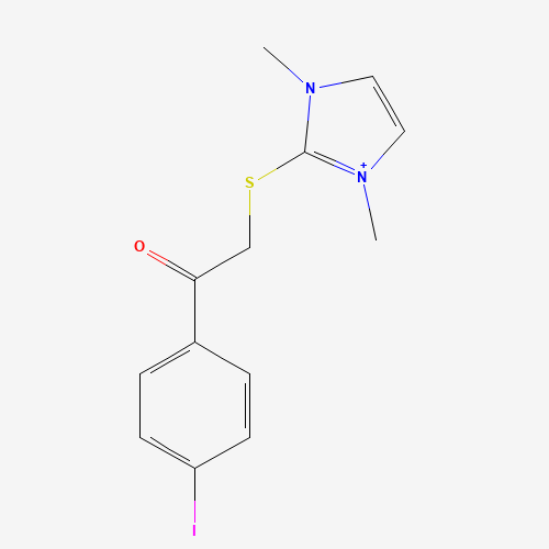 Molecular Structure of 1037545-05-3 (2-[[2-(4-Iodophenyl)-2-oxoethyl]thio]-1,3-dimethyl-1H-imidazolium)