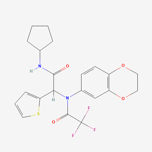 Molecular Structure of 1097721-72-6 (N-Cyclopentyl-alpha-[(2,3-dihydro-1,4-benzodioxin-6-yl)(2,2,2-trifluoroacetyl)amino]-2-thiopheneacetamide)