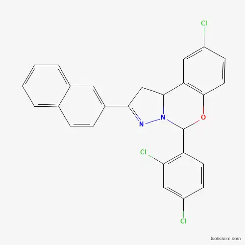 Molecular Structure of 303060-25-5 (9-Chloro-5-(2,4-dichlorophenyl)-2-(naphthalen-2-yl)-5,10b-dihydro-1H-benzo[e]pyrazolo[1,5-c][1,3]oxazine)