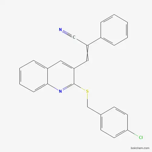 Molecular Structure of 478065-17-7 (alpha-[[2-[[(4-Chlorophenyl)methyl]thio]-3-quinolinyl]methylene]benzeneacetonitrile)
