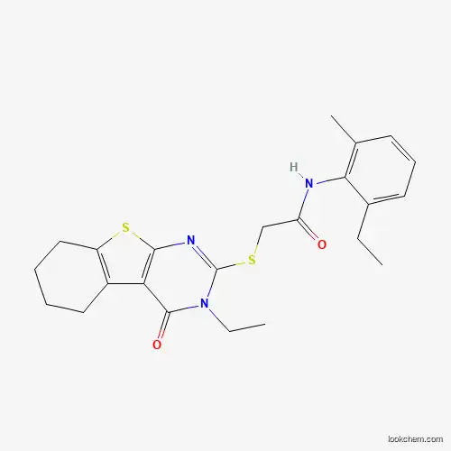 Molecular Structure of 618879-67-7 (N-(2-ethyl-6-methylphenyl)-2-[(3-ethyl-4-oxo-3,4,5,6,7,8-hexahydro[1]benzothieno[2,3-d]pyrimidin-2-yl)sulfanyl]acetamide)