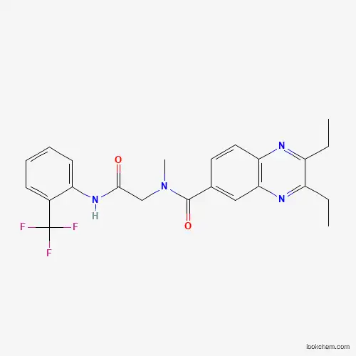 Molecular Structure of 791081-25-9 (2,3-diethyl-N-methyl-N-[2-oxo-2-[2-(trifluoromethyl)anilino]ethyl]quinoxaline-6-carboxamide)
