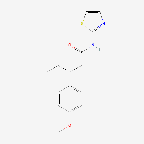Molecular Structure of 799799-53-4 (3-(4-methoxyphenyl)-4-methyl-N-(1,3-thiazol-2-yl)pentanamide)