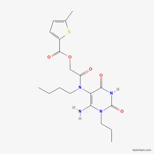 Molecular Structure of 874971-20-7 ([2-[(6-Amino-2,4-dioxo-1-propylpyrimidin-5-yl)-butylamino]-2-oxoethyl] 5-methylthiophene-2-carboxylate)